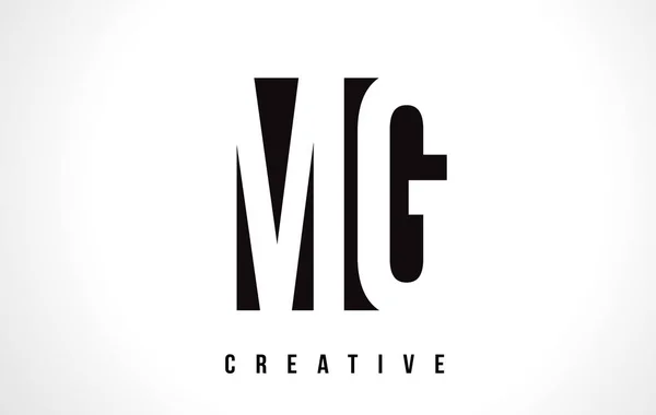 MG M G White Letter Logo Design com Praça Preta . —  Vetores de Stock