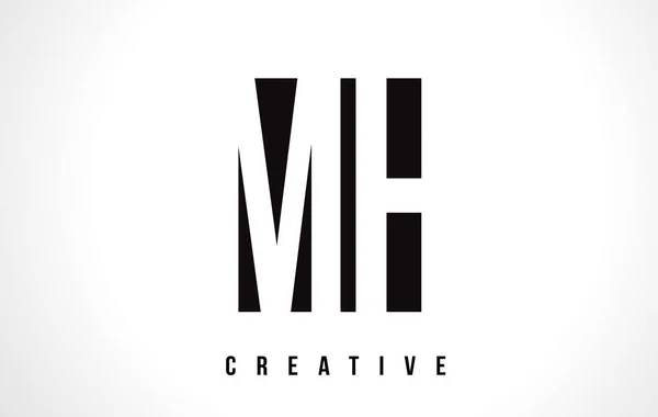 MH M H White Letter Logo Design com Black Square . — Vetor de Stock