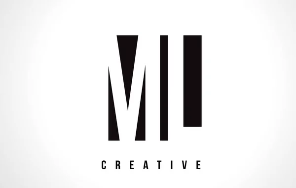 ML M L Letra Blanca Diseño de Logo con Cuadrado Negro . — Vector de stock