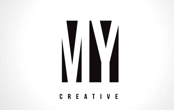 MY M Y Lettre blanche Logo Design avec carré noir . — Image vectorielle