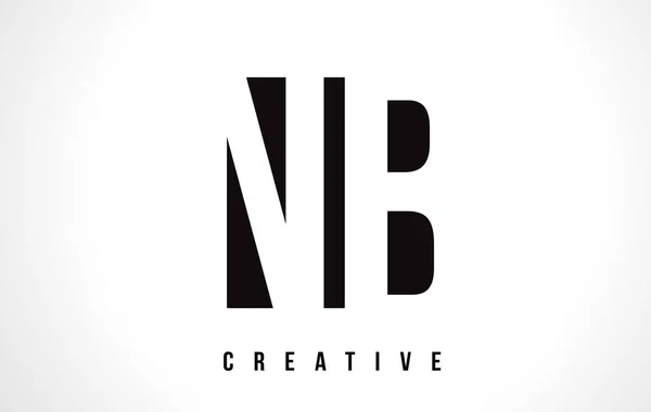 Diseño del logotipo de la letra blanca de NB N B con cuadrado negro . — Vector de stock