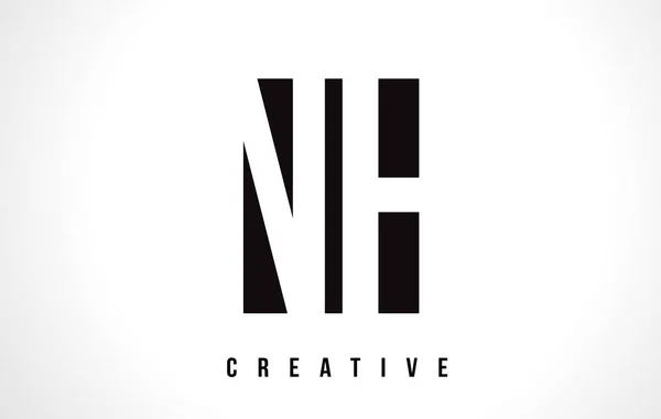 Diseño del logotipo de la letra blanca de NH N H con cuadrado negro . — Vector de stock