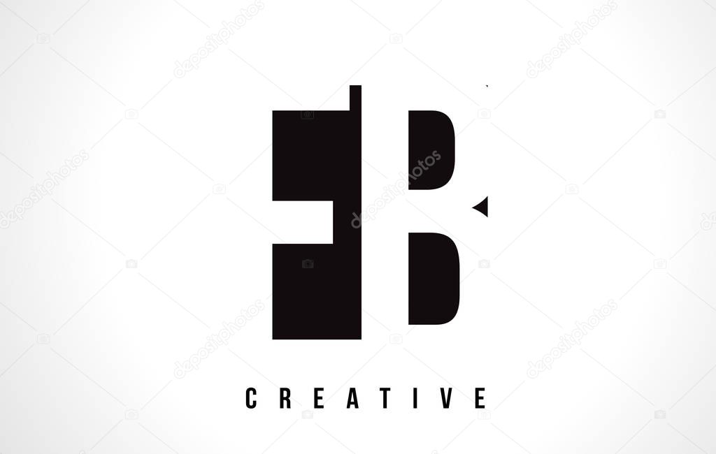 FB F B White Letter Logo Design with Black Square Vector Illustration Template.
