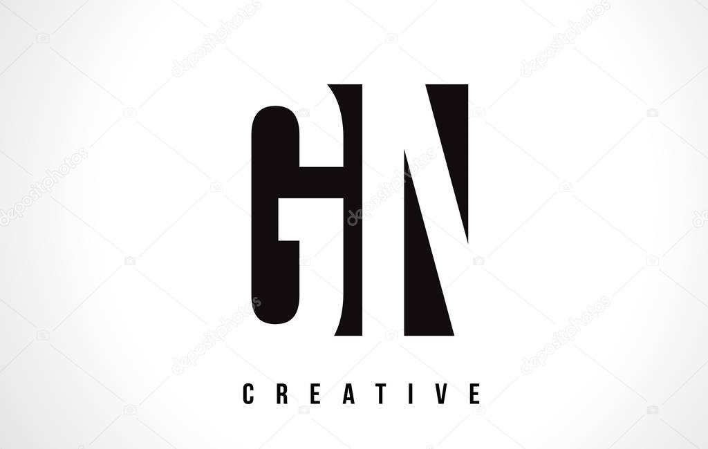 GN G N White Letter Logo Design with Black Square.