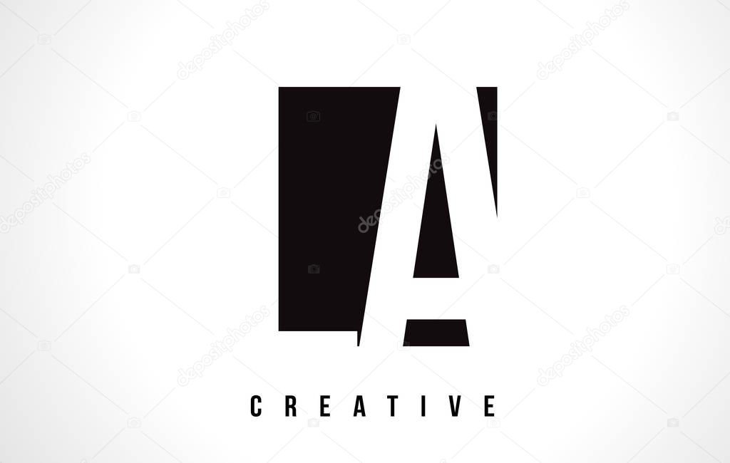 LA L A White Letter Logo Design with Black Square Vector Illustration Template.