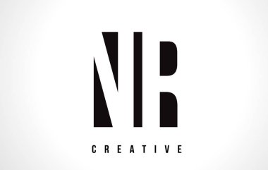 Nr N R Beyaz harf Logo tasarımı siyah kare ile.