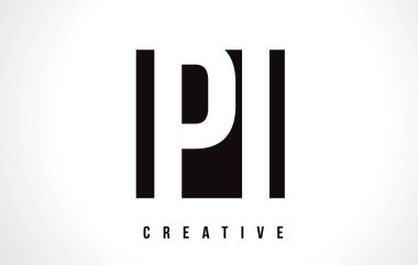 Ben beyaz pi P harfi Logo tasarımı siyah kare ile.
