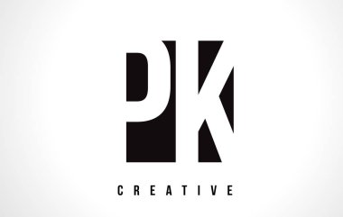 PK P K Beyaz harf Logo tasarımı siyah kare ile.