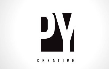 Py P Y Beyaz harf Logo tasarımı siyah kare ile.