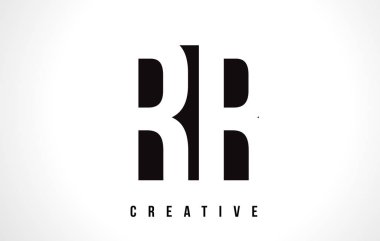 RR R Beyaz harf Logo tasarımı siyah kare ile.