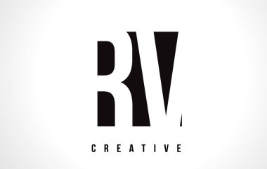 Siyah kare ile RV R V Beyaz harf Logo Tasarım.