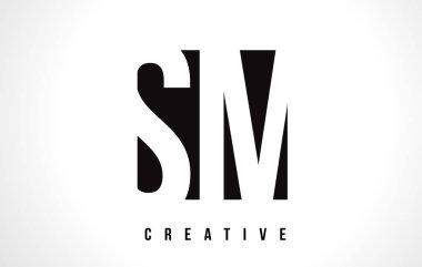 SM S M Beyaz harf Logo tasarımı siyah kare ile.