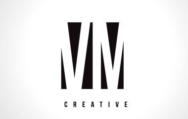 VM V M Beyaz harf Logo tasarımı siyah kare ile.