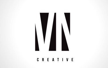 VN V N Beyaz harf Logo tasarımı siyah kare ile.