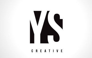 YS Y S Beyaz harf Logo tasarımı siyah kare ile.