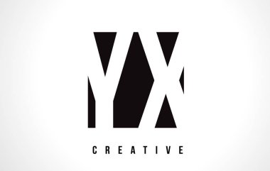 Yx Y X Beyaz harf Logo tasarımı siyah kare ile.