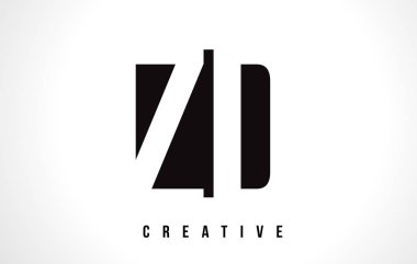 ZD Z D Beyaz harf Logo tasarımı siyah kare ile.