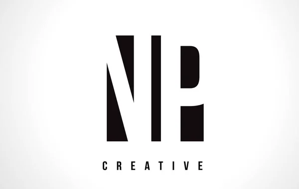 Diseño del logotipo de la letra blanca de NP N P con el cuadrado negro . — Vector de stock