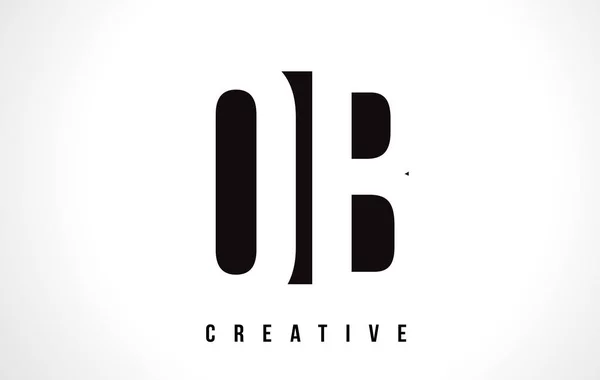 OB O B White Letter Logo Design com Black Square . —  Vetores de Stock