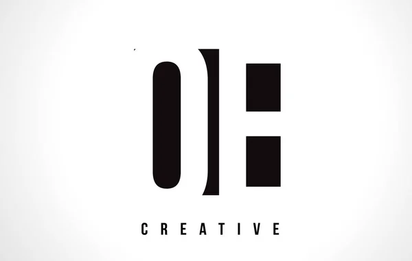 Logo lettera bianca OE O E Design con quadrato nero . — Vettoriale Stock