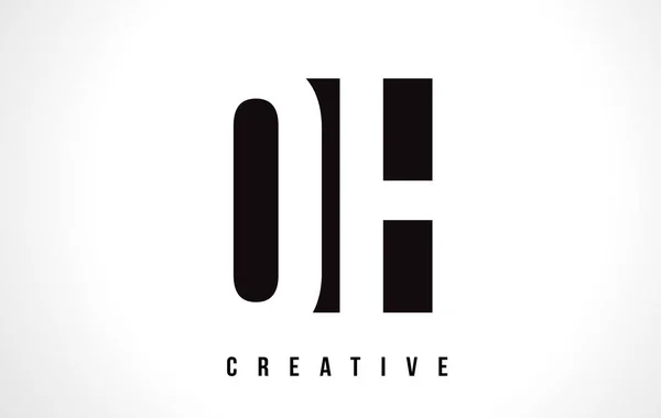 OH O H White Letter Logo Design com Black Square . —  Vetores de Stock