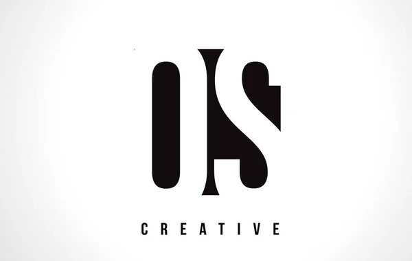 OS O S White Letter Logo Design con quadrato nero . — Vettoriale Stock