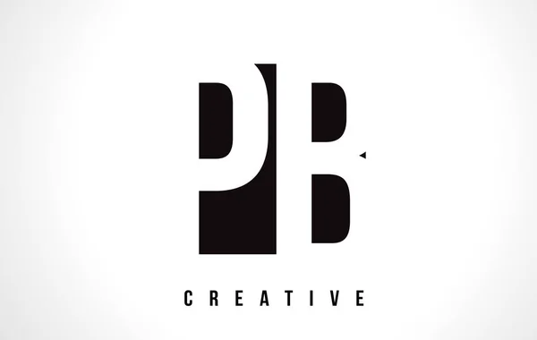 Diseño del logotipo de la letra blanca de PB P B con el cuadrado negro . — Vector de stock