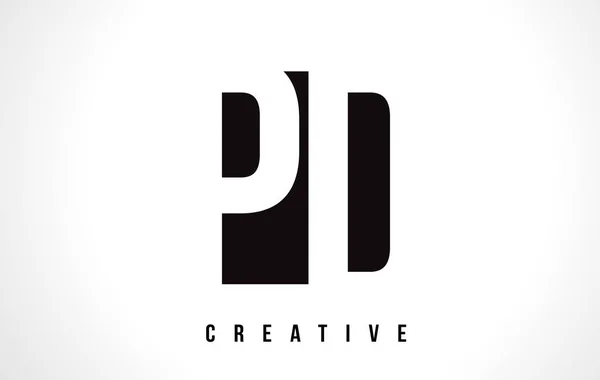 PD P D bílá dopis Logo Design s černý čtverec. — Stockový vektor