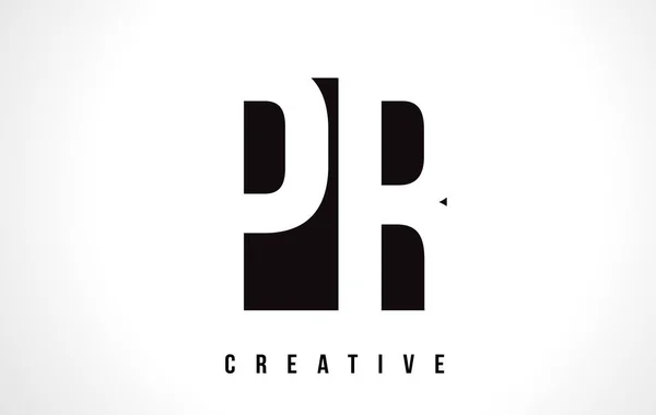 Diseño de Logo con Letra Blanca PR P R con Cuadrado Negro . — Vector de stock