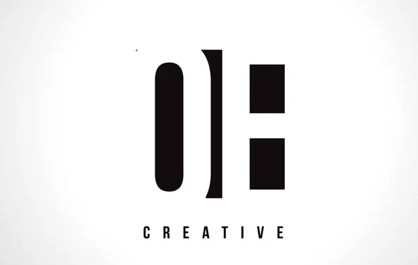 QE Q E White Letter Logo Design avec carré noir . — Image vectorielle