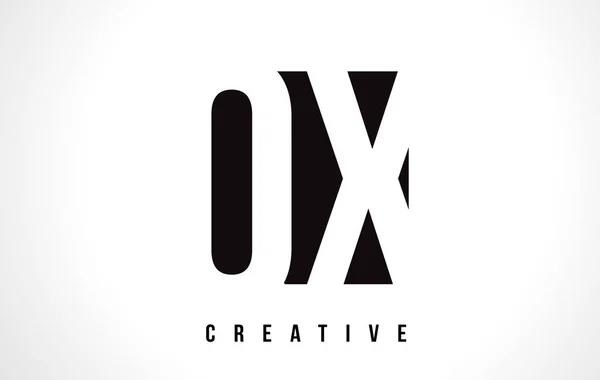 QX Q X White Letter Logo Design con quadrato nero . — Vettoriale Stock