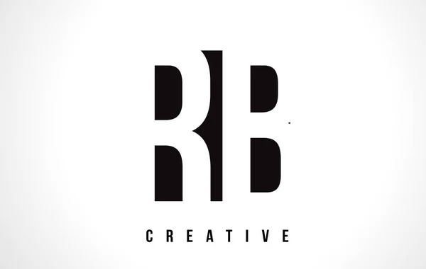 RB R B White Letter Logo Design avec carré noir . — Image vectorielle
