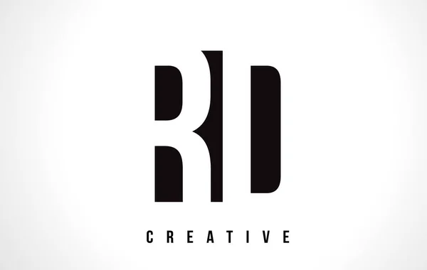 RD R D White Letter Logo Design com Black Square . — Vetor de Stock
