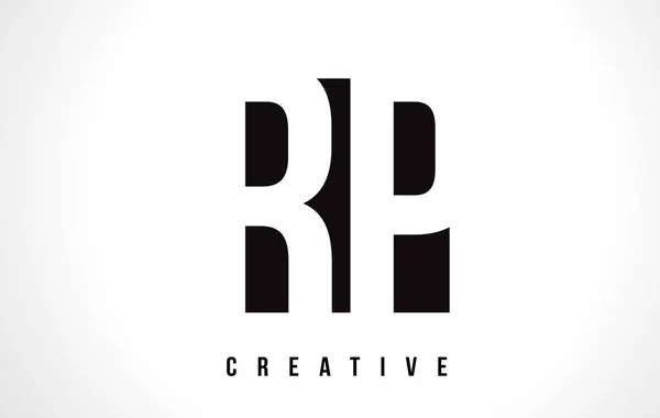 RP R P White Letter Logo Design com Black Square . —  Vetores de Stock