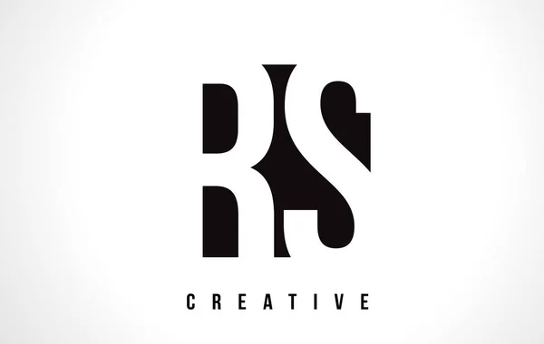 RS R S White Letter Logo Design com Black Square . — Vetor de Stock