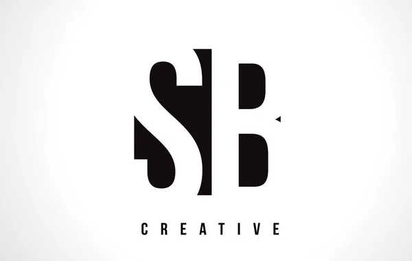 SB S B Beyaz harf Logo tasarımı siyah kare ile. — Stok Vektör