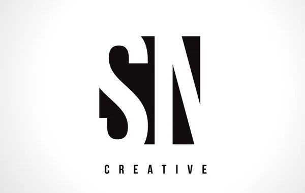Sn S N Beyaz harf Logo tasarımı siyah kare ile. — Stok Vektör