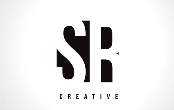 SR S R White Letter Logo Design avec carré noir . — Image vectorielle