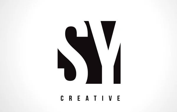 Sy s y weißen Buchstaben Logo-Design mit schwarzem Quadrat. — Stockvektor