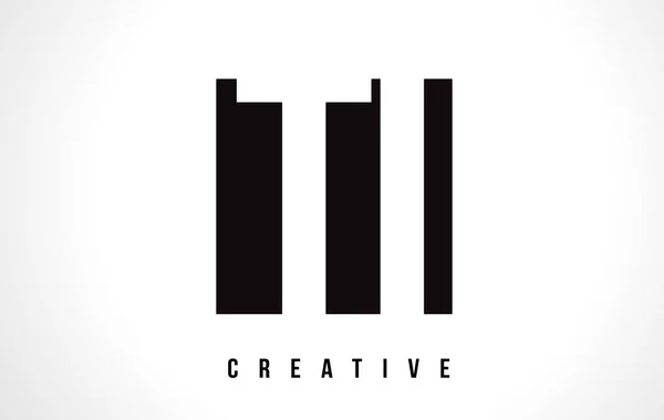 TI T I White Letter Logo Design avec carré noir . — Image vectorielle