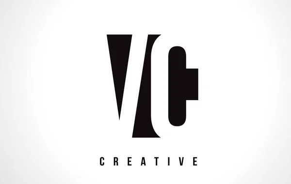 VC V C White Letter Logo Design with Black Square. — Stock Vector