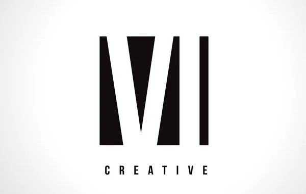 VI V I Diseño de Logo de Letra Blanca con Cuadrado Negro . — Archivo Imágenes Vectoriales