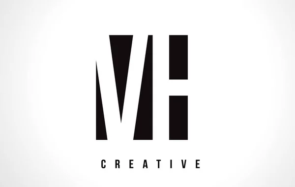 Logo lettera VH V H bianco Design con quadrato nero . — Vettoriale Stock