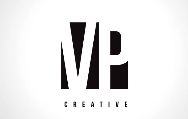 Logo lettera bianca VP V P Design con quadrato nero . — Vettoriale Stock