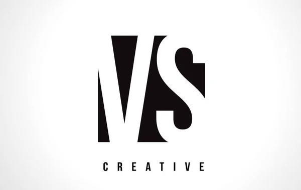 VS V S White Letter Logo Design com Black Square . —  Vetores de Stock