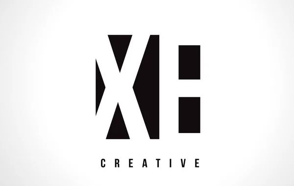 블랙 스퀘어와 Xe X E 화이트 문자 로고 디자인. — 스톡 벡터