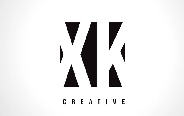 XK X K White Letter Logo Design with Black Square. — Stock Vector