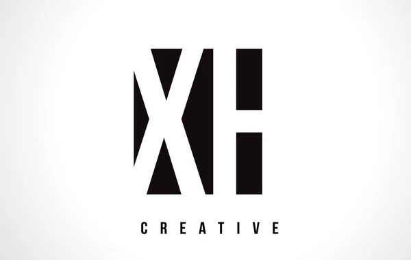 Diseño del logotipo de la letra blanca de XH X H con cuadrado negro . — Vector de stock