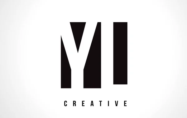 YL Y L White Letter Logo Design avec carré noir . — Image vectorielle