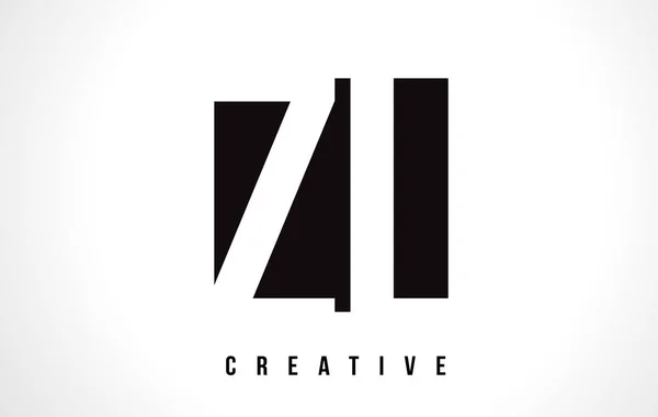 Diseño del logotipo de la letra blanca de ZL Z L con el cuadrado negro . — Vector de stock